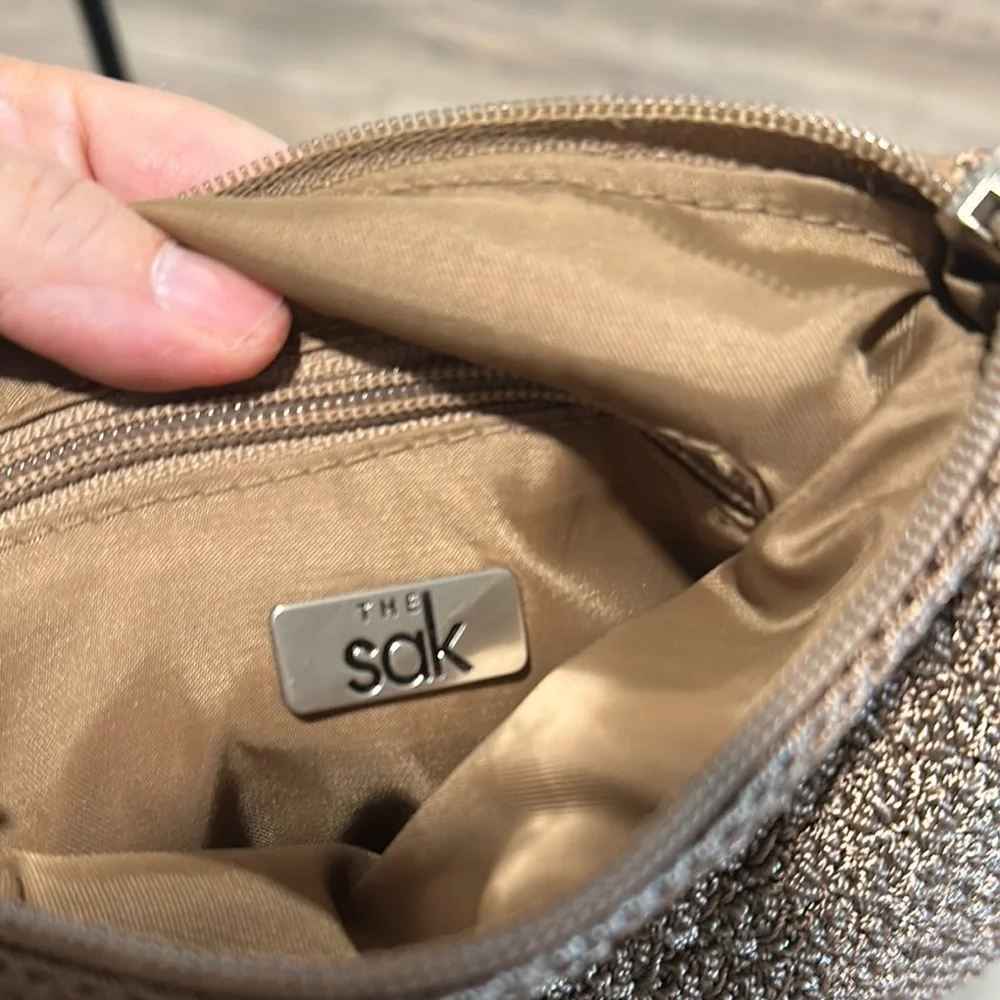 The Sak Brown Woven Crossbody Bag